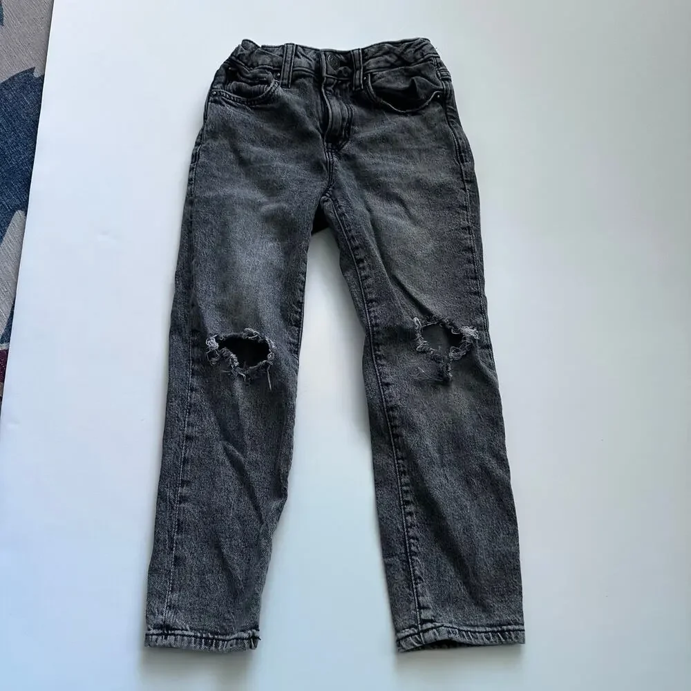 Gap girlfriend slim black wash distressed jeans
